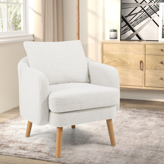Sherpa Accent Chair Modern Living Room Chair with Seat Cushion-Grey