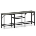 TV Stand for TVs up to 65 Inch with 3-Tier Open Shelves and 4 Hooks-Oak & Black