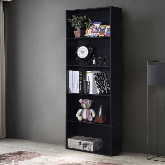 5-Shelf Storage Bookcase Modern Multi-Functional Display Cabinet-White