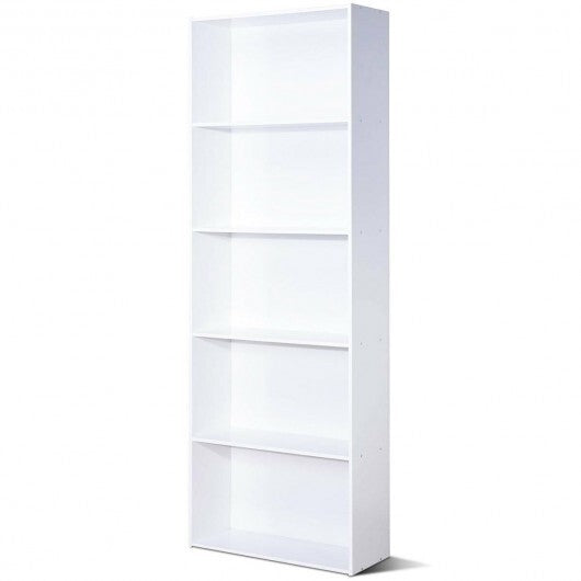 5-Shelf Storage Bookcase Modern Multi-Functional Display Cabinet-White