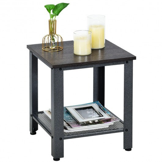 Industrial End Table 2-Tier Side Table-Black