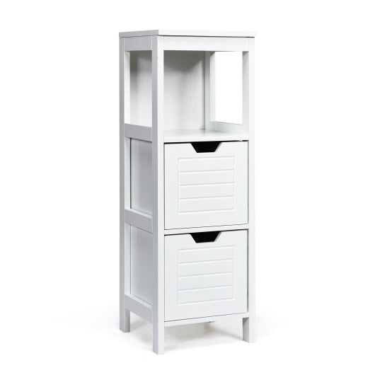 Bathroom Wooden Floor Cabinet Multifunction Storage Rack Stand Organizer-Black