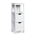 Bathroom Wooden Floor Cabinet Multifunction Storage Rack Stand Organizer-Black
