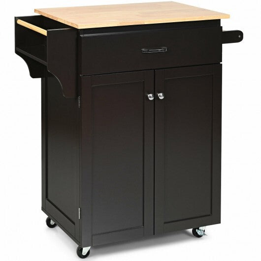 Utility Rolling Storage Cabinet Kitchen Island Cart with Spice Rack-White