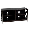 Wooden TV Stand Entertainment for TVs up to 55 Inch with X-Shaped Frame-Rustic Brown