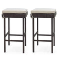 Patio Rattan Barstools Set of 2/4 with Footrest and Soft Cushions for Backyard Balcony-4 Pieces