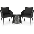 3-Piece Outdoor Furniture Set with Cushions for Porch Garden-Black