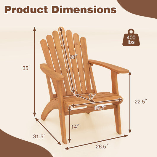 Acacia Wood Outdoor Patio Chair with 400 lbs Weight Capacity-Natural