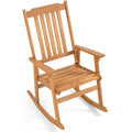 Outdoor Acacia Wood Rocking Chair with High Back and Armrests for Patio-Natural
