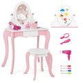 Pretend Kids Vanity Set with 360 Rotatable Mirror and Play Accessories