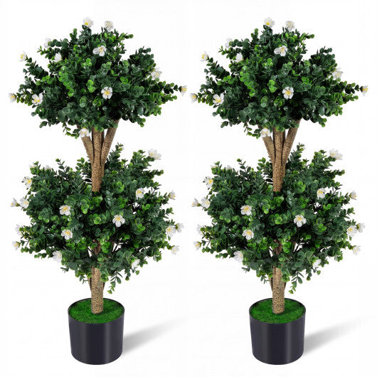 Set of 2 Faux Bush Plant with 41 Blossoms for Home