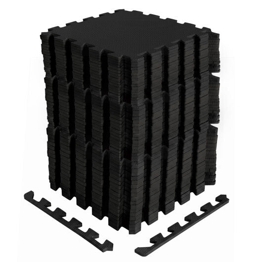 54 Pack EVA Foam Floor Tiles with Non-Slip & Borders for Home Gym-Black