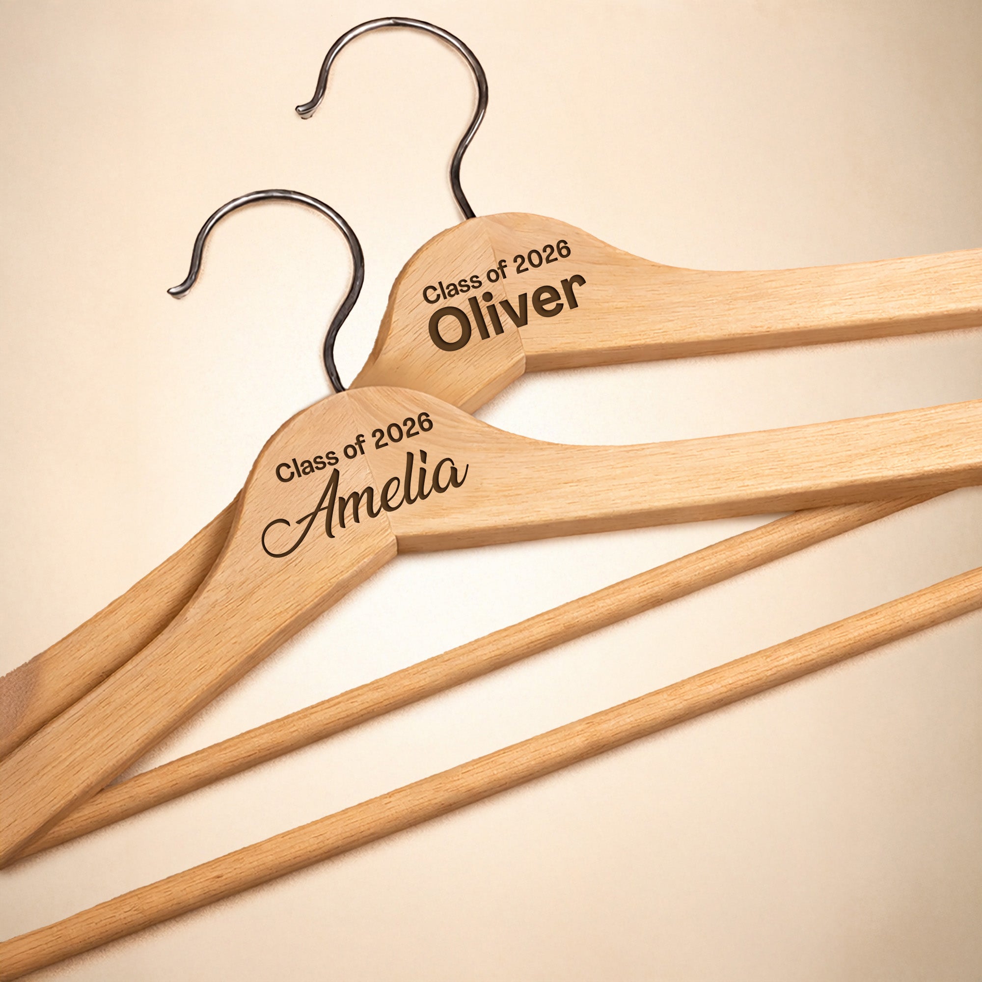 Personalized Wooden Hanger with Name for Graduation – Custom Hangers 2 Pack