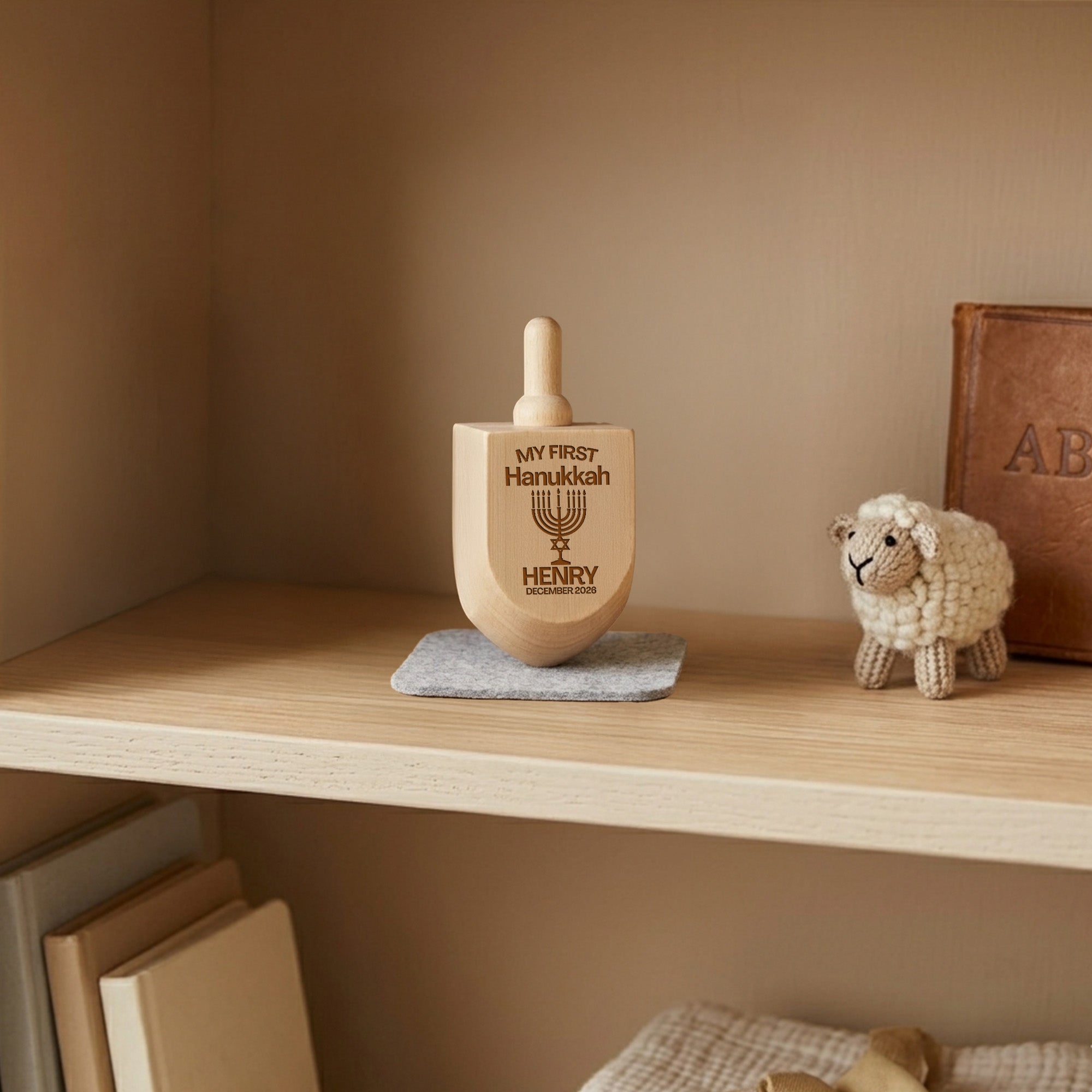 Personalized Wooden Dreidel for Kids Boys & Girls