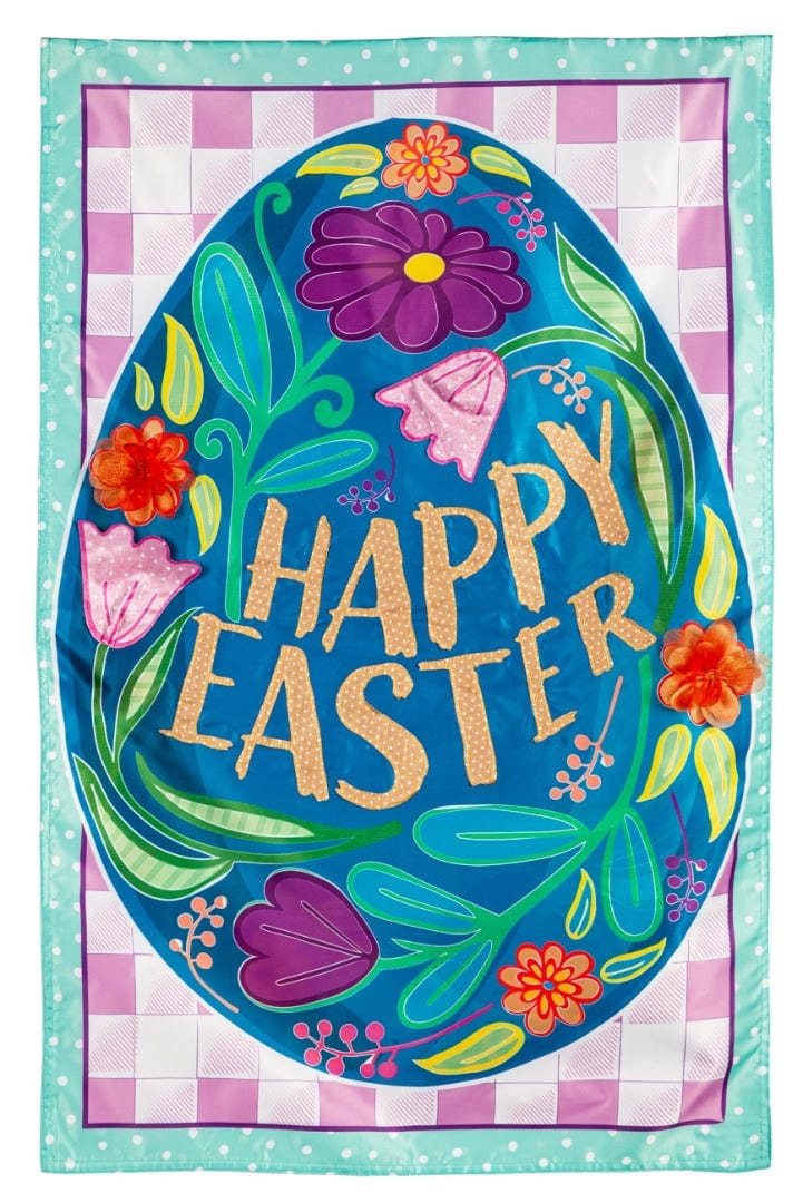 Happy Easter Egg Garden Flag 2 Sided Applique