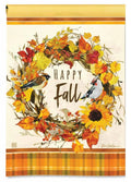 Happy Fall Wreath Garden Flag Autumn