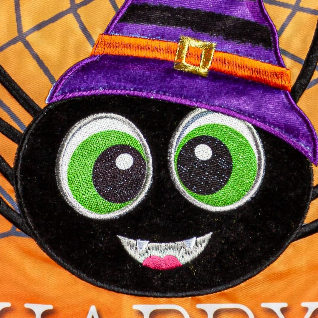 Happy Halloween Spiders Garden Flag 2 Sided Applique