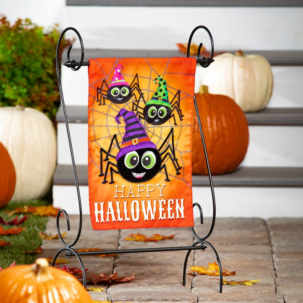 Happy Halloween Spiders Garden Flag 2 Sided Applique