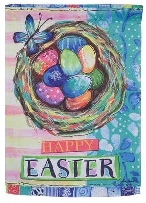 Happy Life Nest 2 Sided Easter Garden Flag