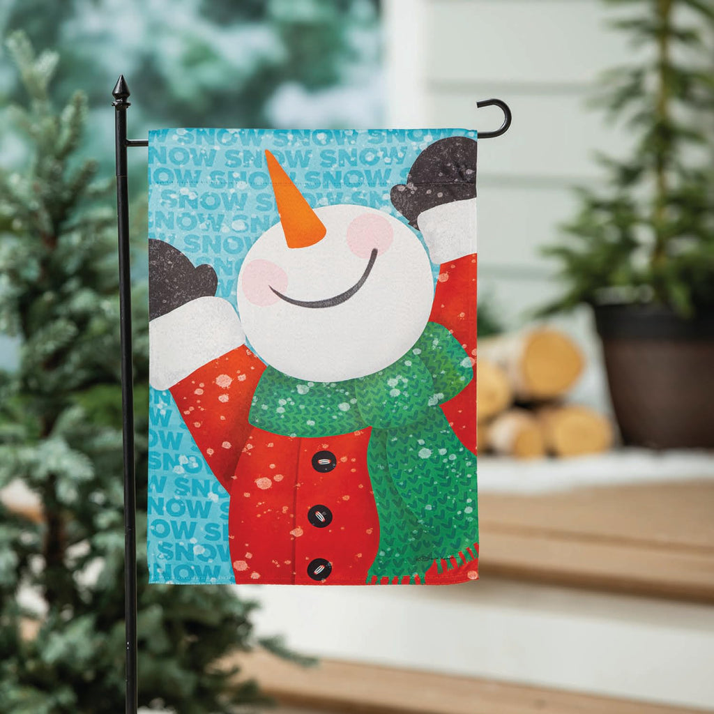 Happy Snowman Winter Garden Flag 2 Sided