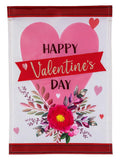 Happy Valentine's Day Heart and Floral 2 Sided Garden Flag