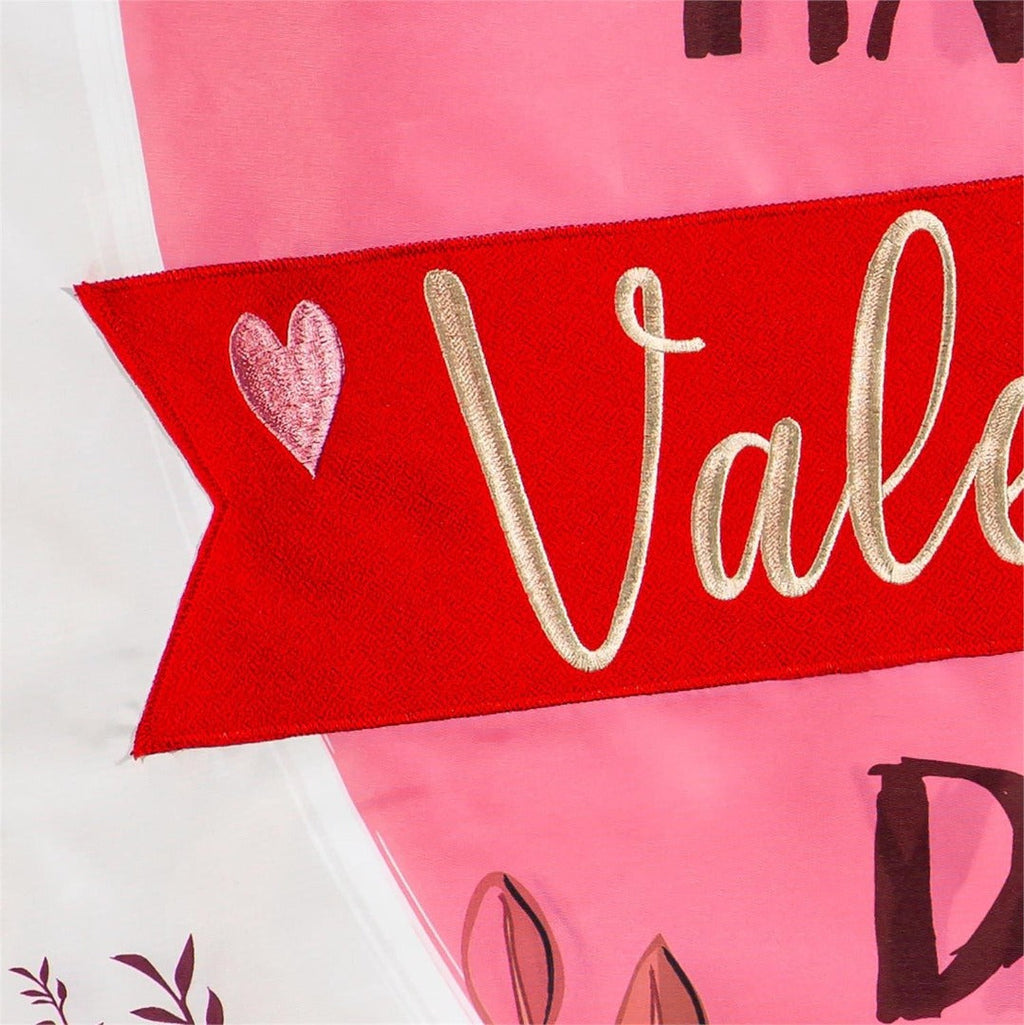 Happy Valentine's Day Heart and Floral 2 Sided Garden Flag