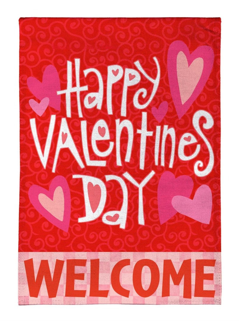Happy Valentine's Day Welcome 2 Sided Garden Flag