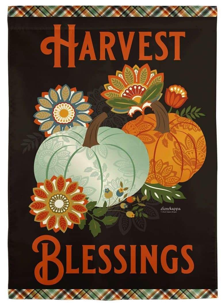 Harvest Blessings Garden Flag 2 Sided Textured