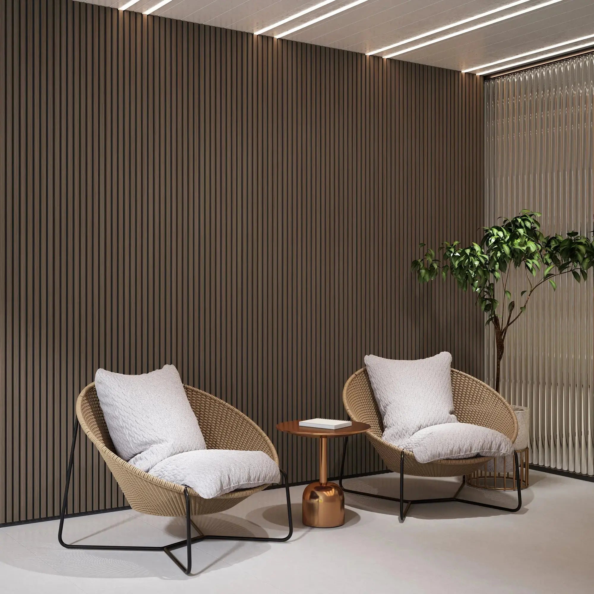 Hausvita Acoustic Solid Wood Slat Wall Panels ( 2 Panels Per Box )