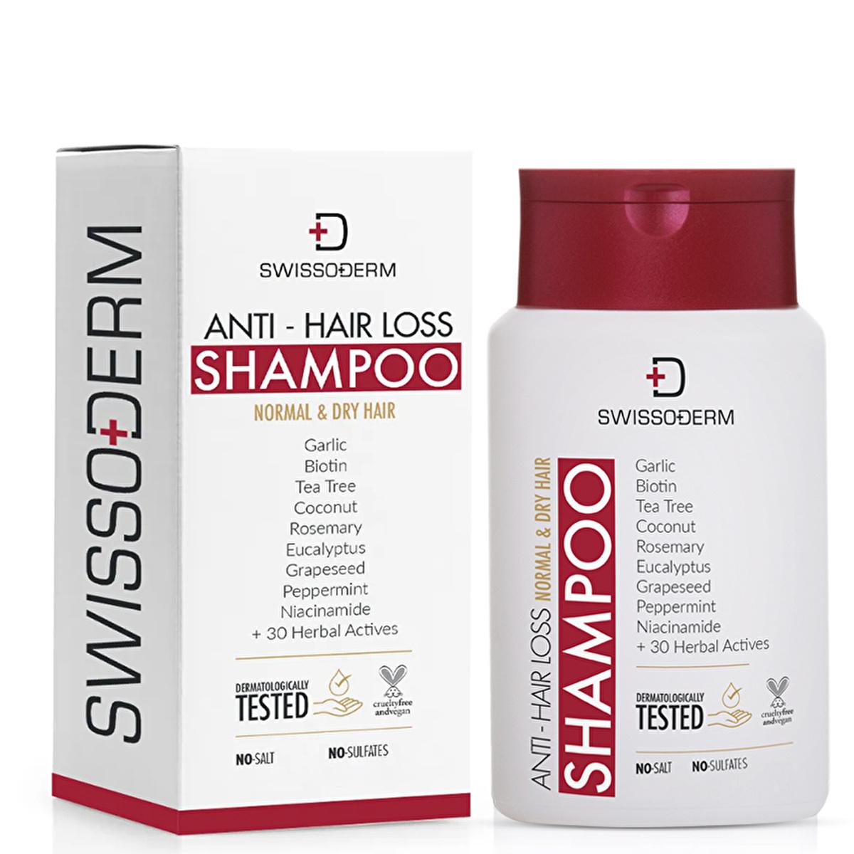 Swissoderm Anti-Hair Loss Shampoo for Normal to Dry Hair - Vegan & Natural Hair Thickening Biotin Shampoo - 300ml