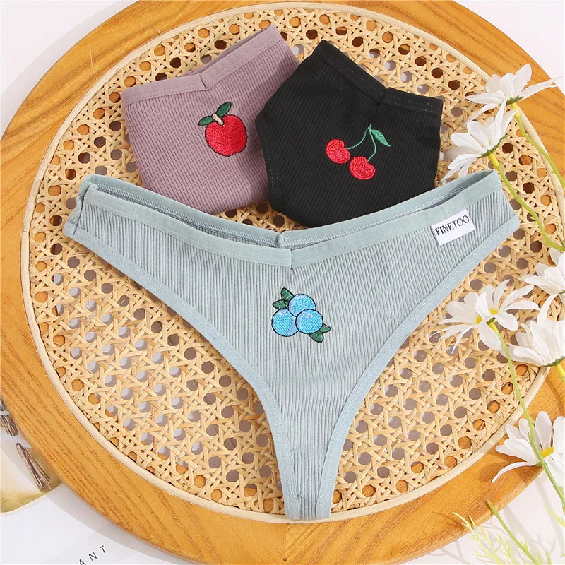 FINETOO Women's Cotton Panties Ladies Sexy V Waist Brazilian Underwear Female T-Back Briefs Panty M-XL Girls Intimates Lingerie