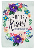 He Is Risen Floral 2 Sided Easter Garden Flag