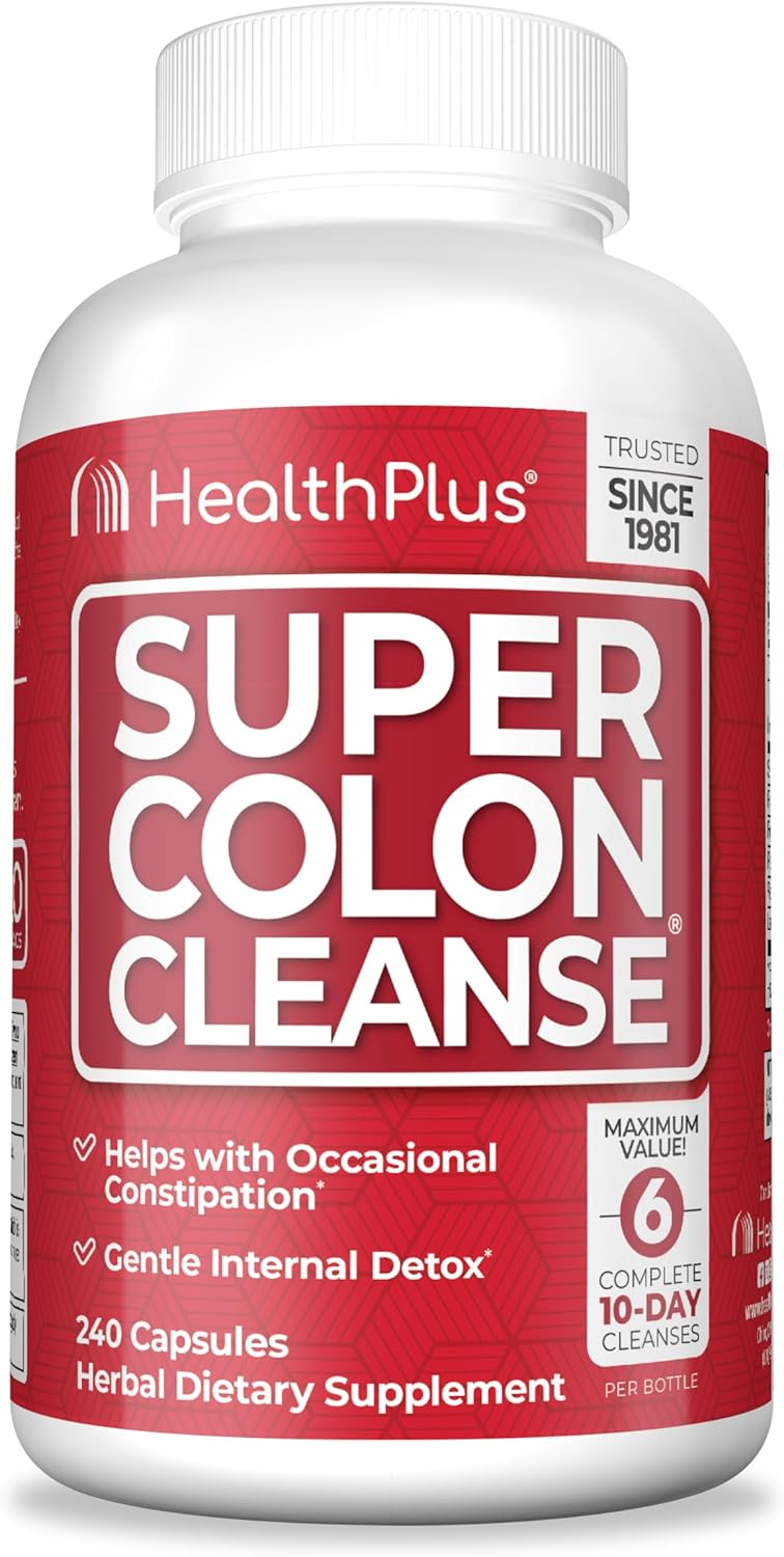Health Plus Super Colon Cleanse, 240 Capsules, 500 mg | Detoxify & Rejuvenate