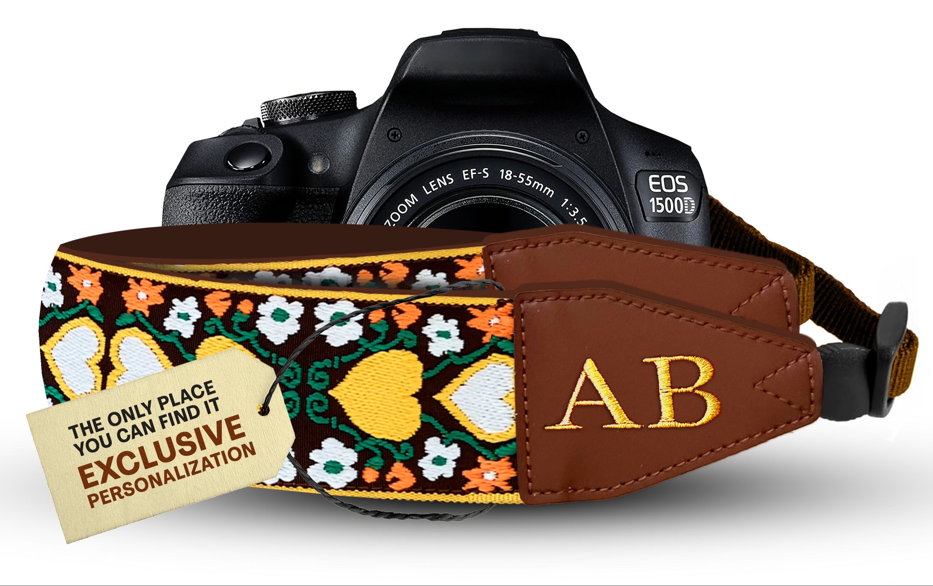 Personalized Embroidered Heart Camera Strap - Camera Strap for SLR/ DSLR