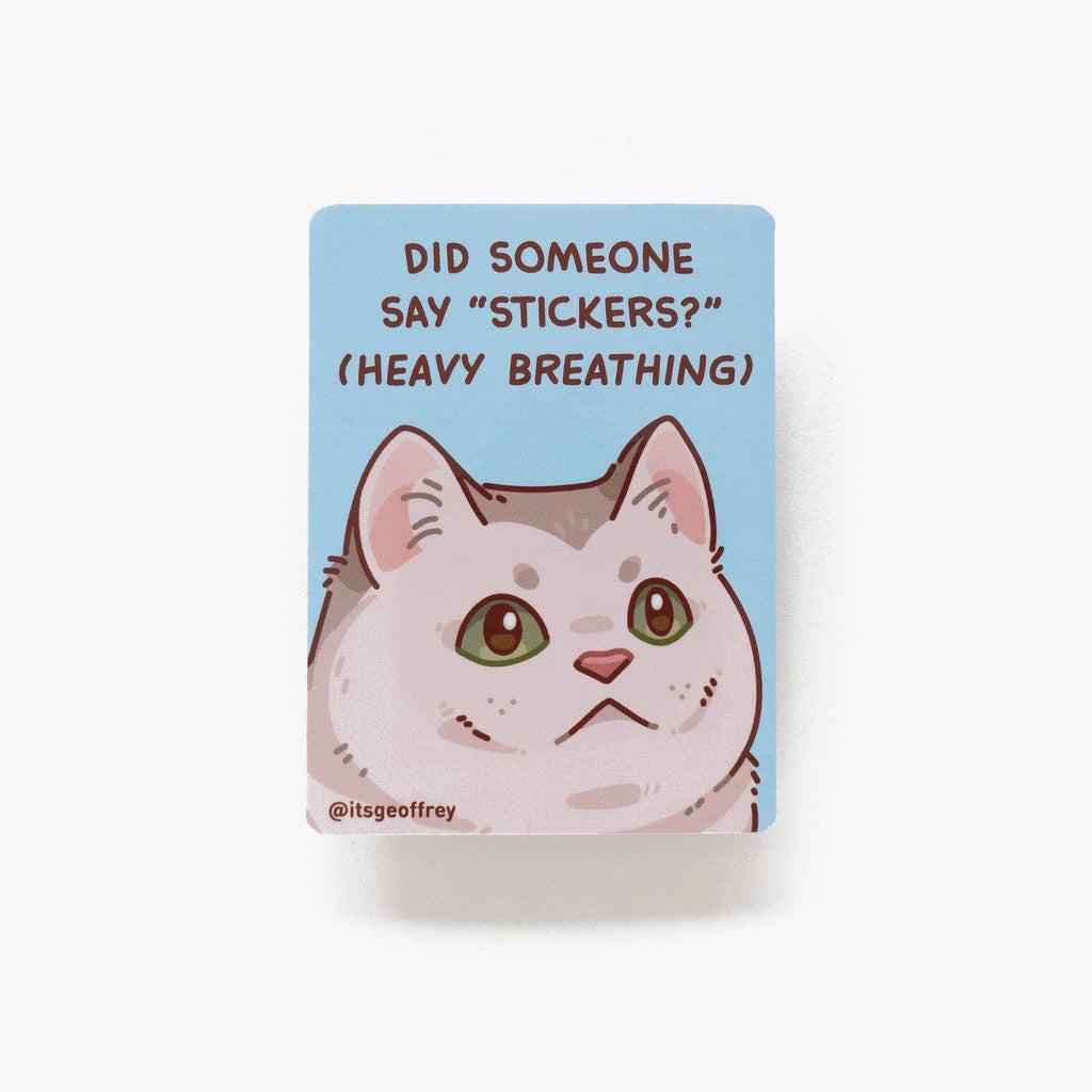 Heavy Breathing Cat Vinyl Sticker (3")