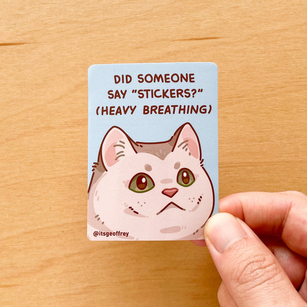 Heavy Breathing Cat Vinyl Sticker (3")