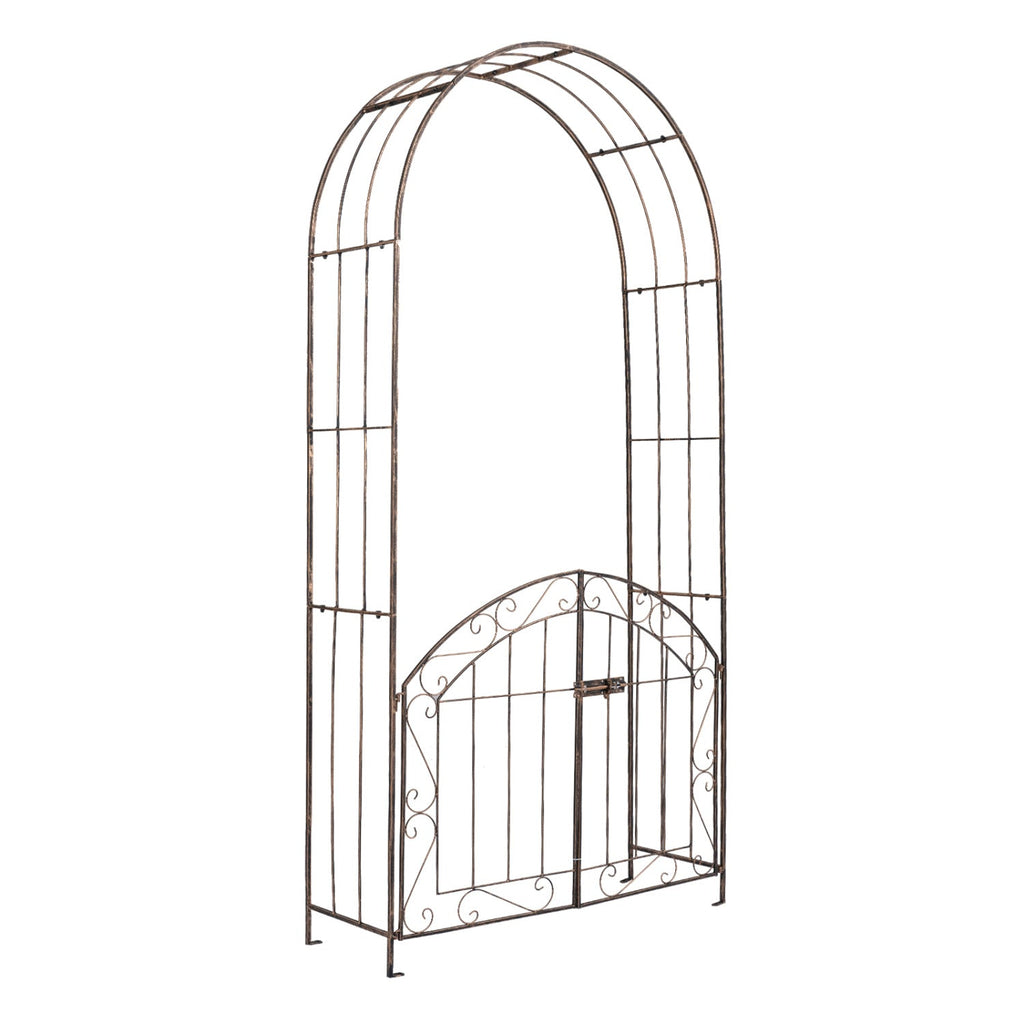 Metal Garden Arch with Gate and Safety Latch - 79" H