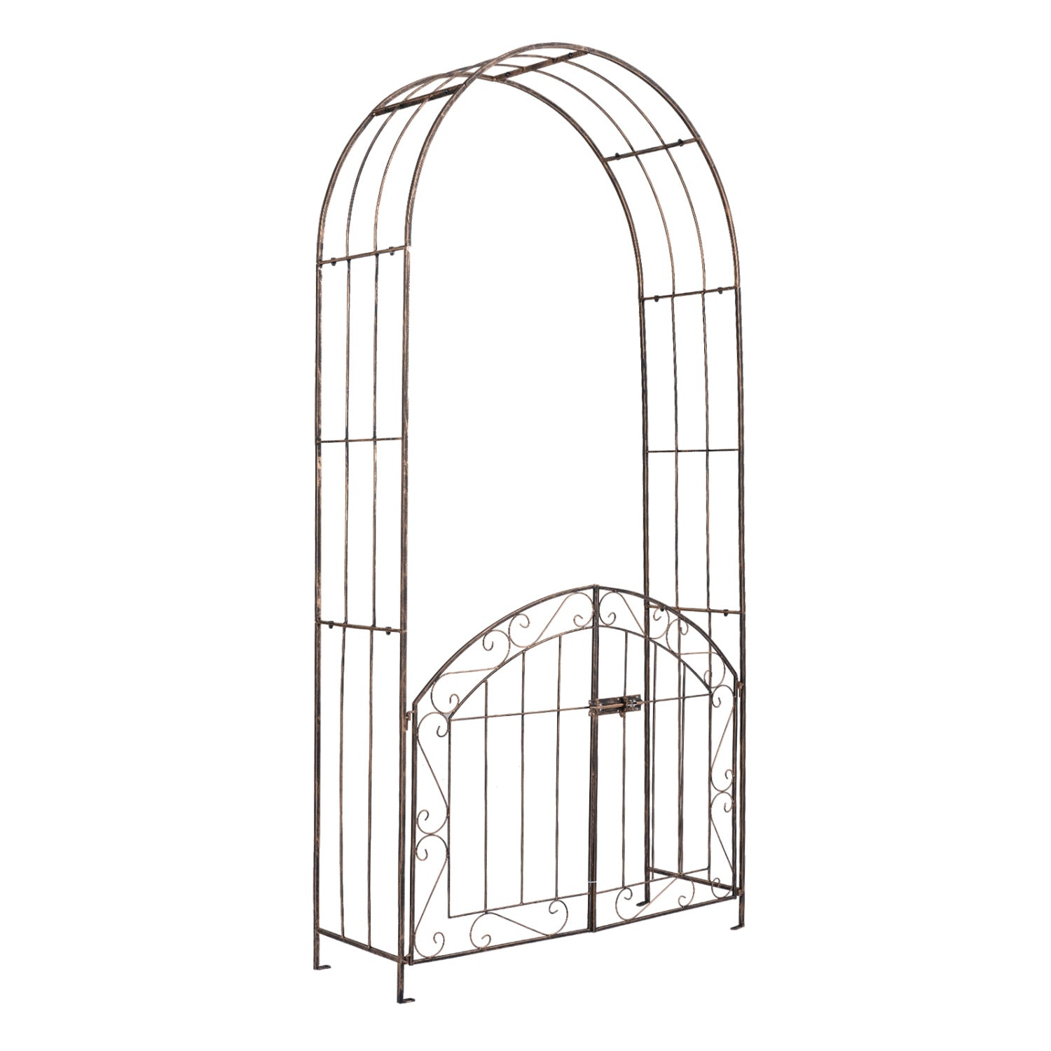 Metal Garden Arch with Gate and Safety Latch - 79" H