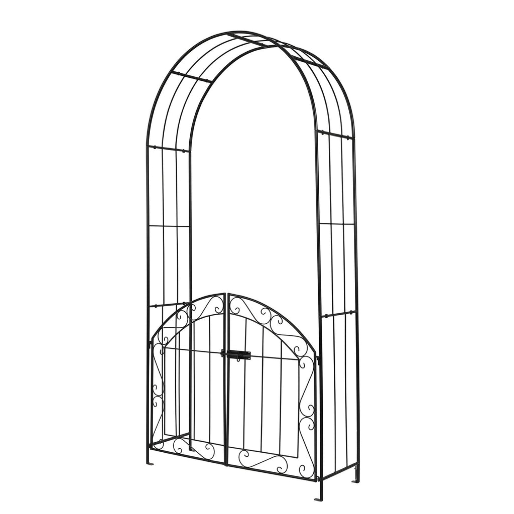 Metal Garden Arch with Gate and Safety Latch - 79" H