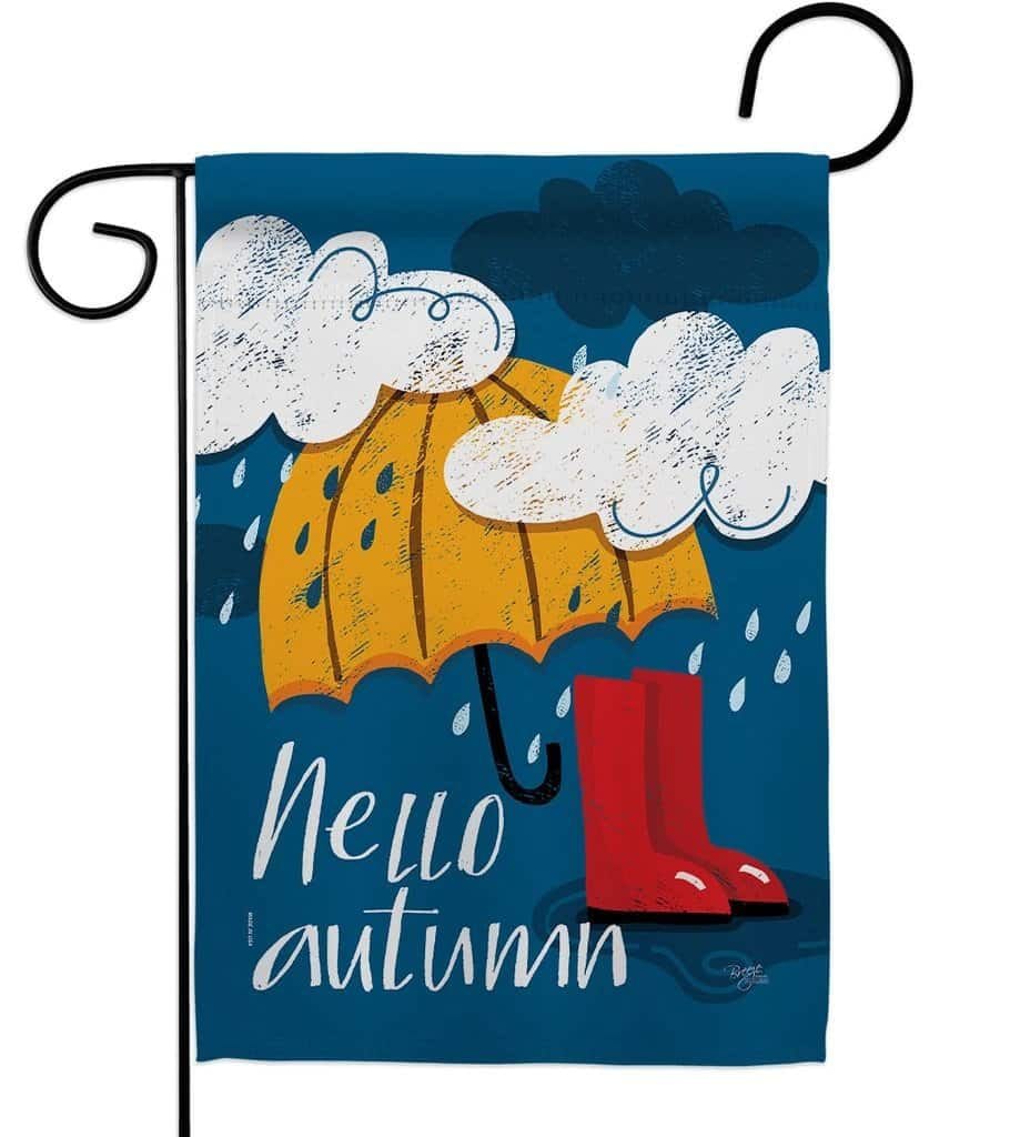 Hello Autumn Garden Flag 2 Sided Umbrella