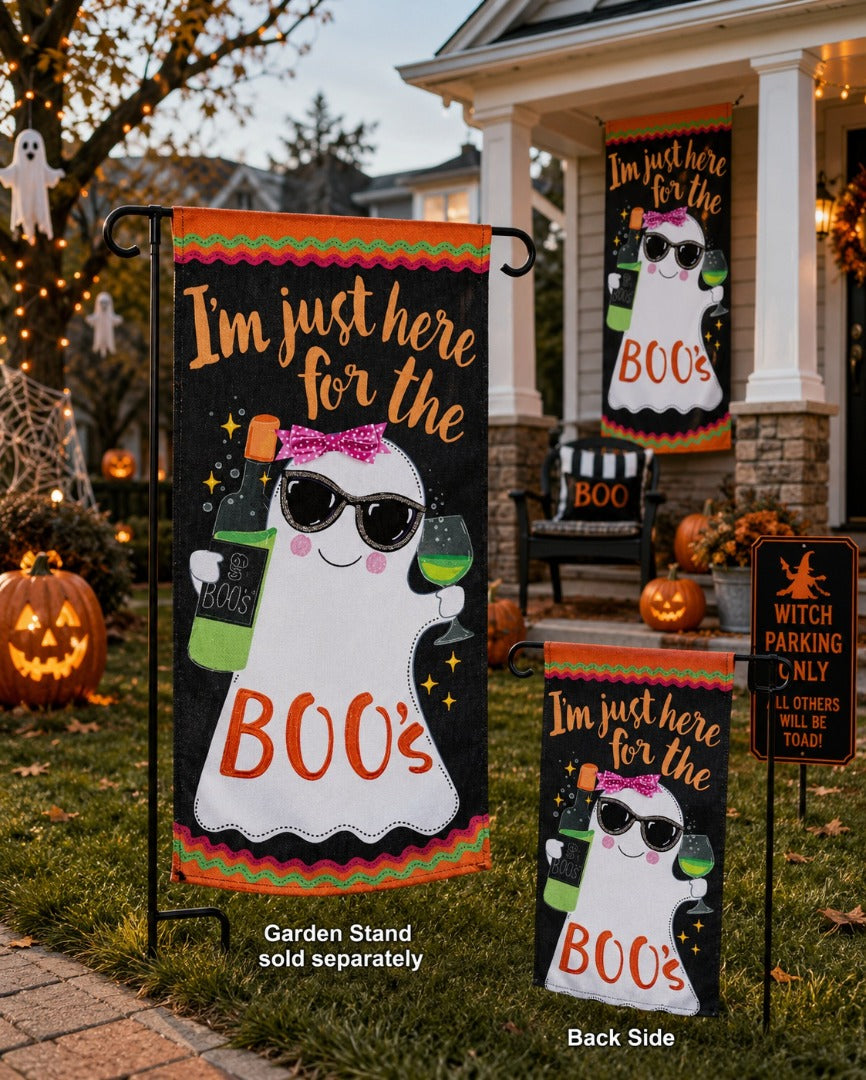 Here for the Boos 2-Sided Long Burlap Garden Flag | 12x28 Inches