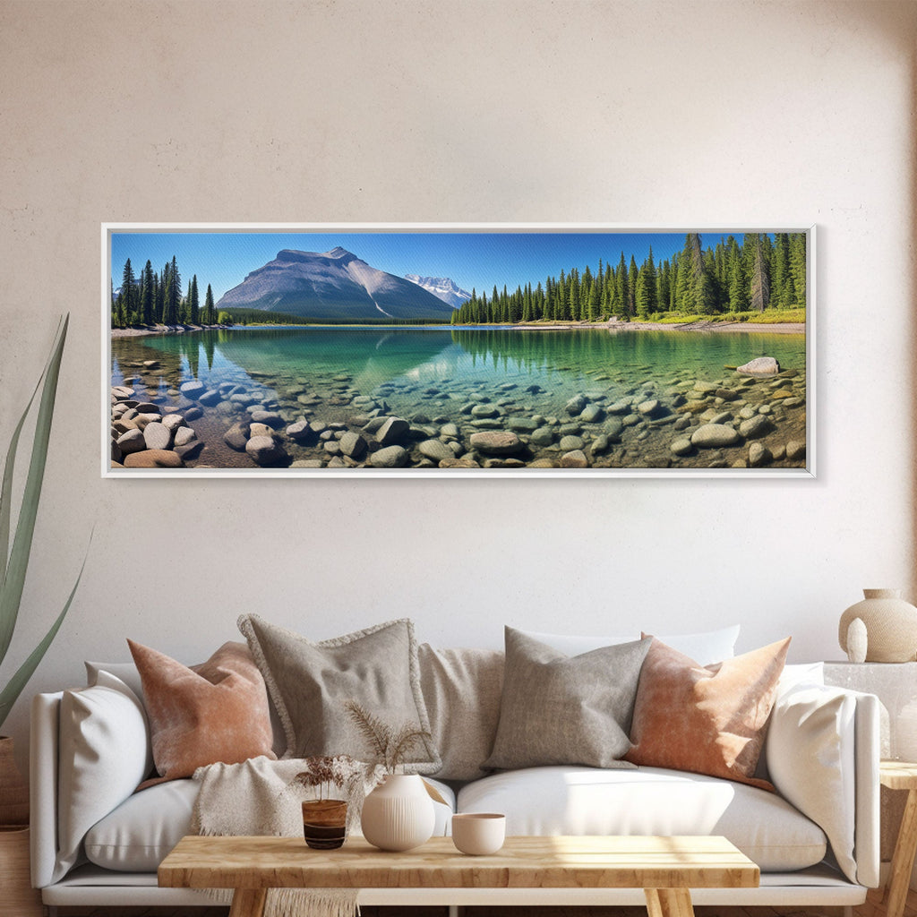 Photographic Panoramic of Banff National Park, Sunset Photography, National Park Art, Framed Canvas Print, Landscape Photography