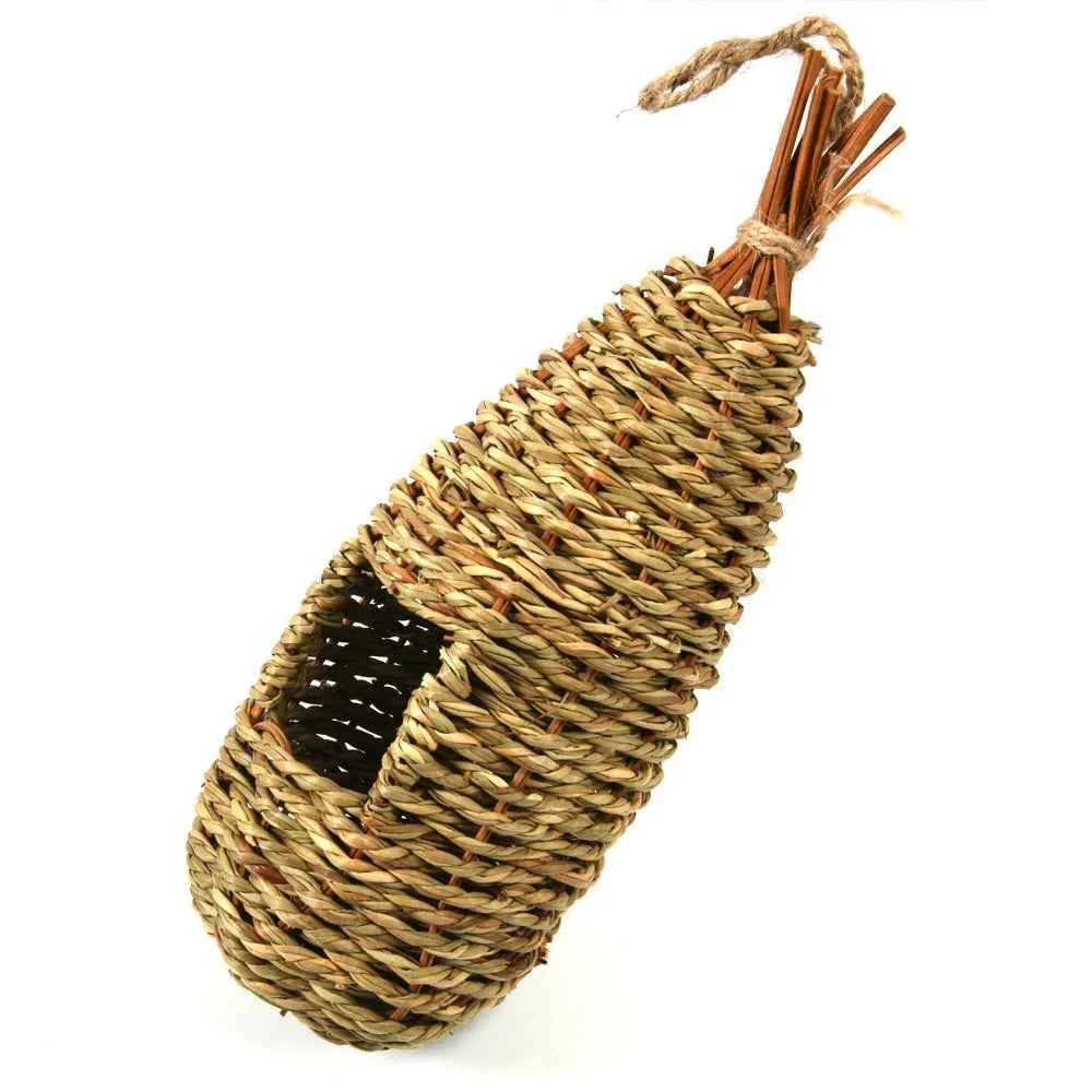 Hanging Bird House Natural Fiber Finch Bird Nest Hut Outdoor Cage Shelter Hideaway Bird Nest