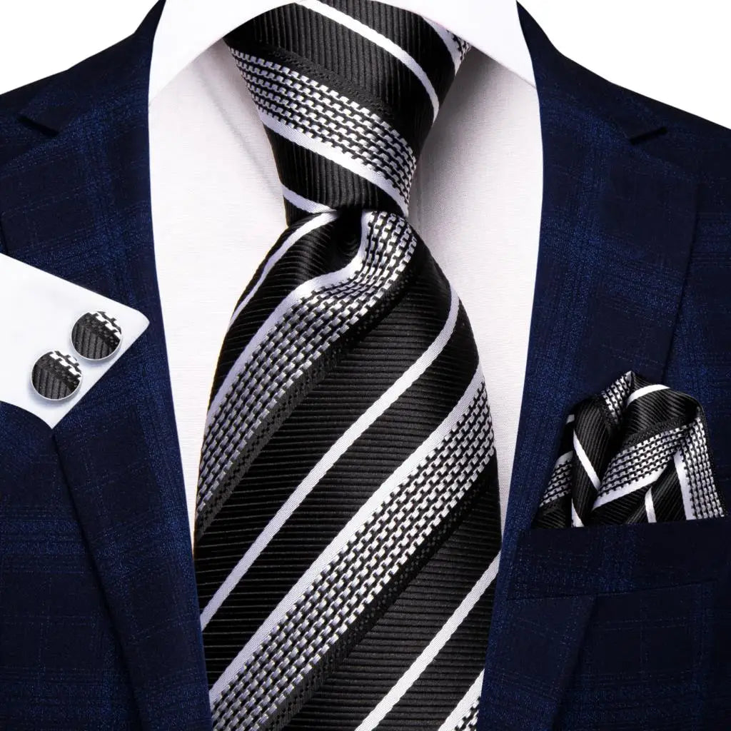 Hi-Tie Black Paisley Silk Tie 8.5cm | 100% Silk Men’s Formal Luxury Necktie for Wedding Business Party