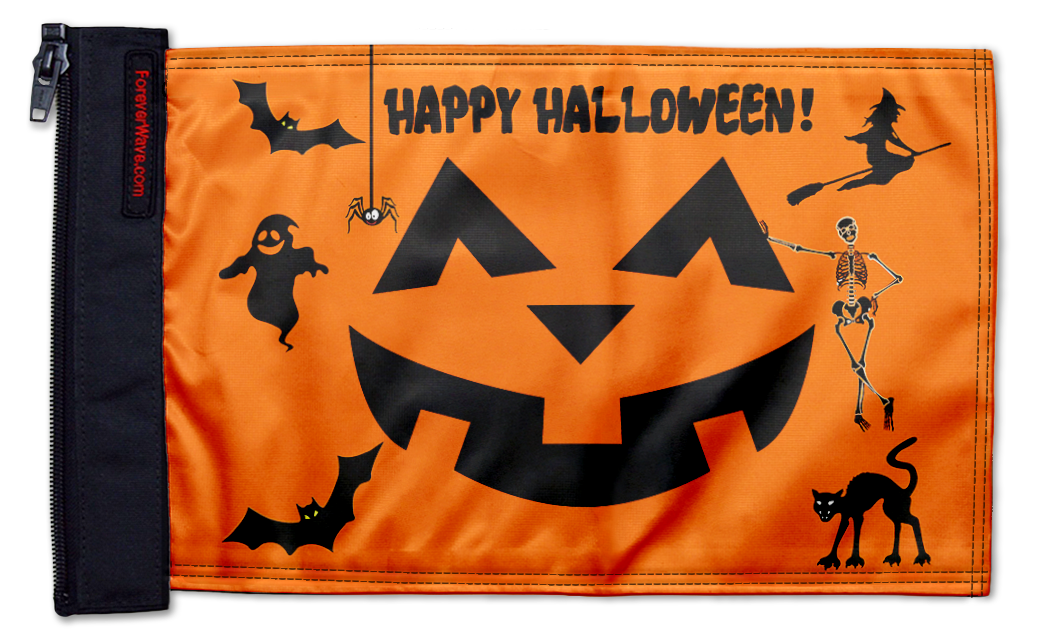 Happy Halloween 12"x18" Forever Wave Flag for Jeep Wrangler JK 2-Door 2007-2018
