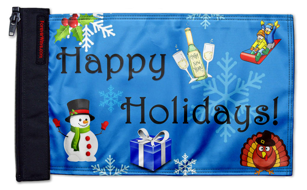 Happy Holidays 12"x18" Forever Wave Flag for Jeep Wrangler TJ 1996-2006