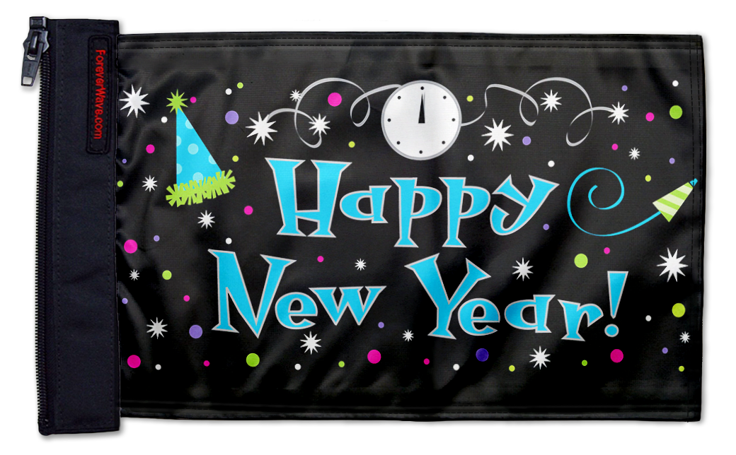 Happy New Year 12"x18" Forever Wave Flag for Jeep Wrangler YJ 1986-1995