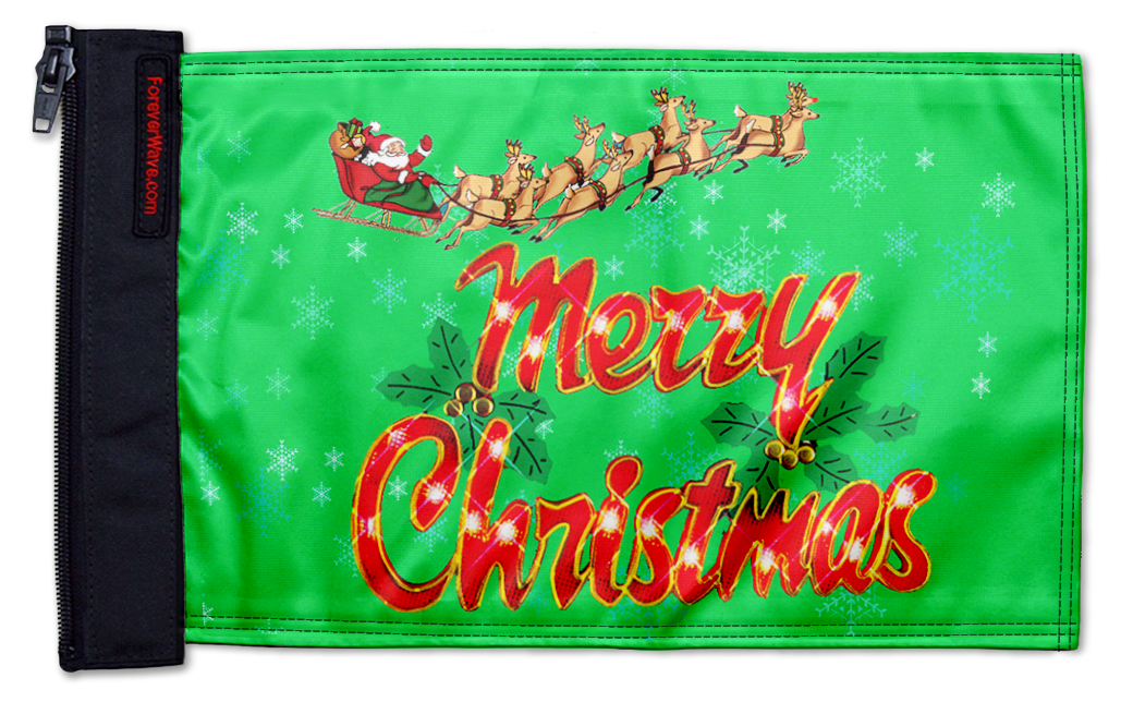 Merry Christmas 12"x18" Forever Wave Flag for Jeep Wrangler CJ-7 and CJ-8 1976-1986