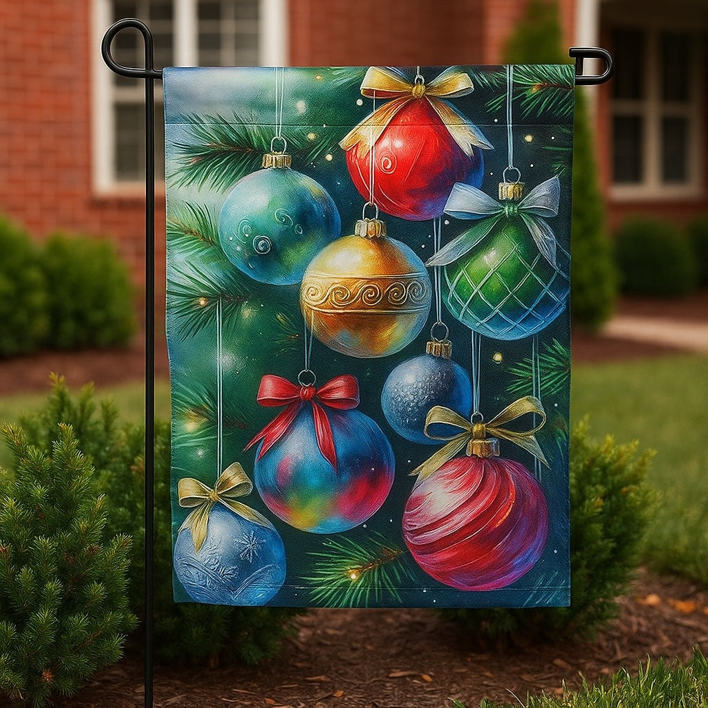 Holiday Ornaments Garden Flag ~ 2-Sided Christmas Yard Decoration