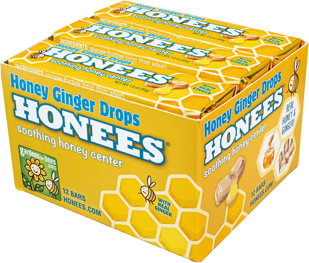 Honees Honey Ginger Throat Drops, 1.6 oz, Case of 12